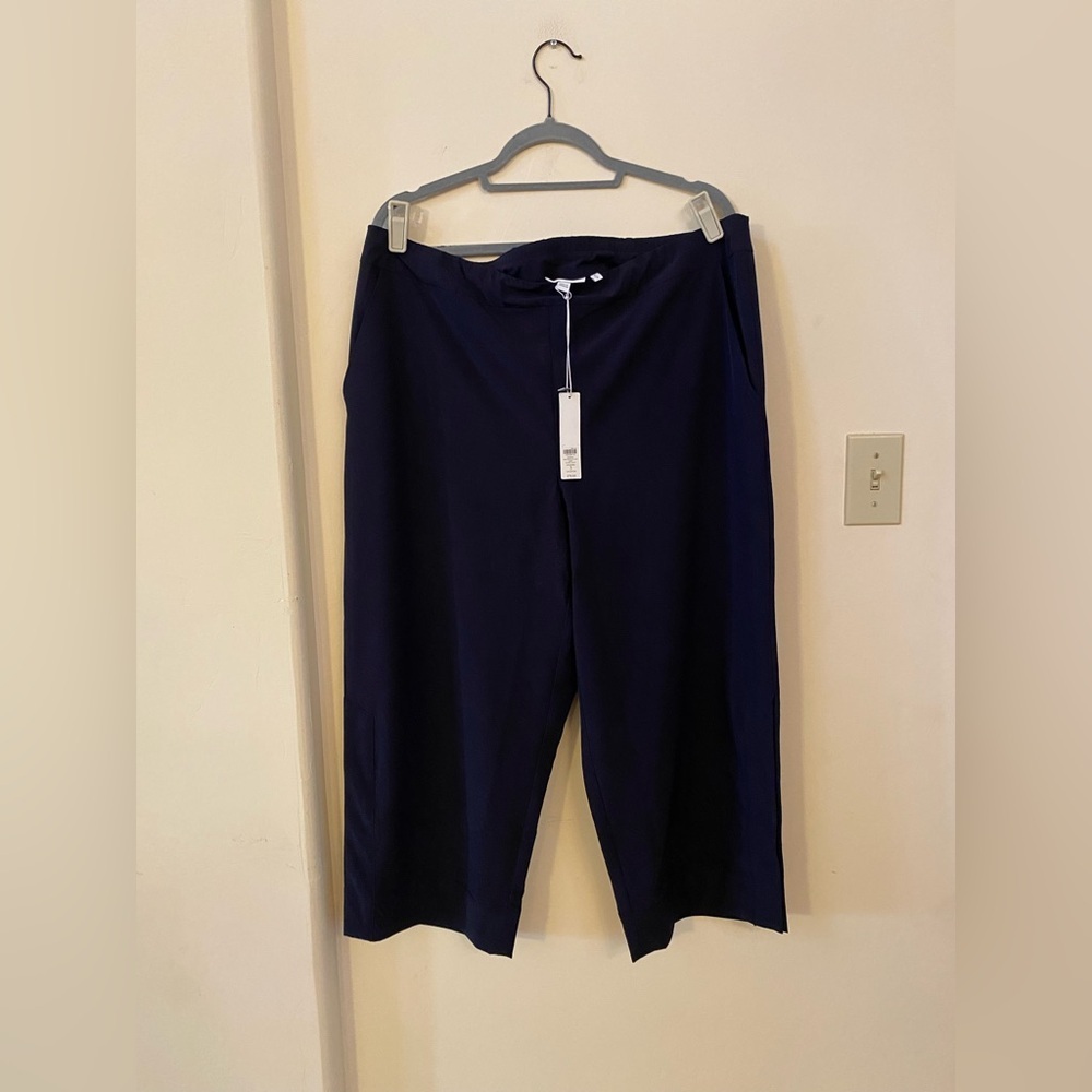 Chicos Zenergy Neema Wide Leg Slit Crop Classic Navy Pants Nwt Size 16